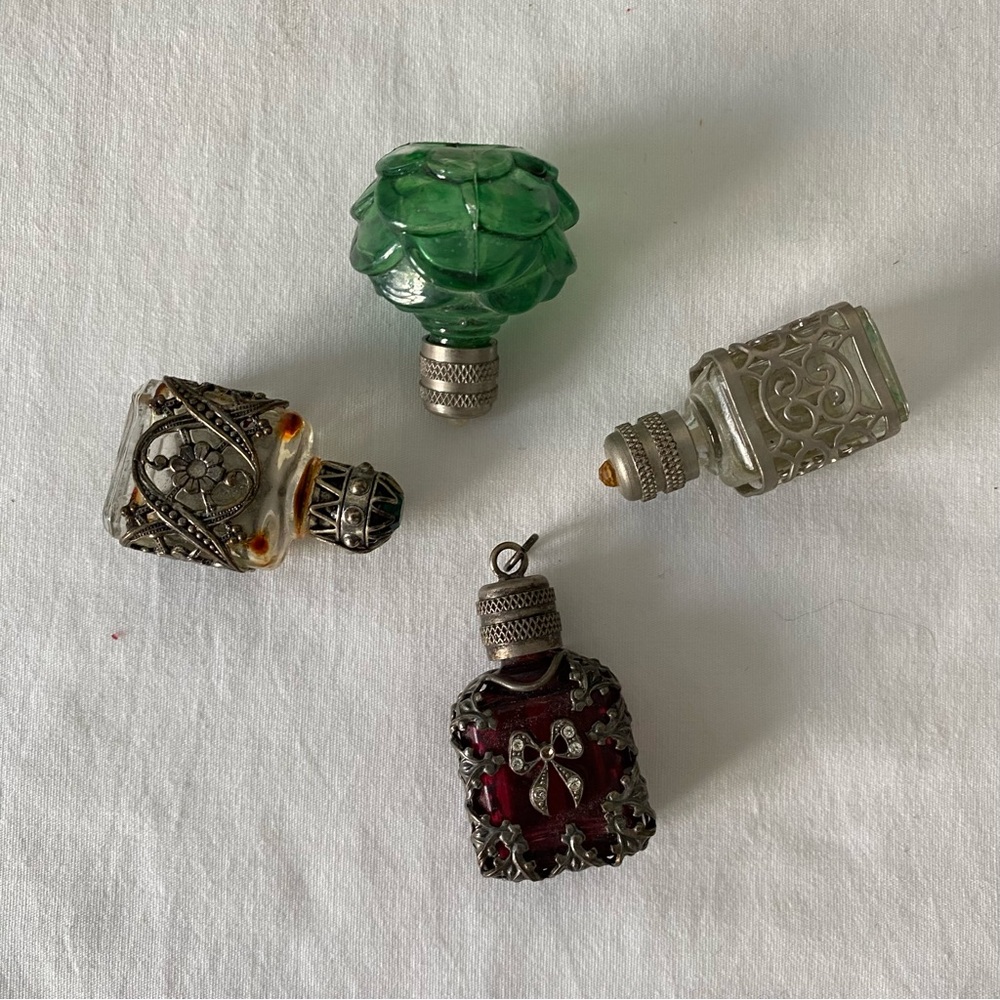 Vintage Miniature Decorative Perfume Bottle Lot (4 pieces)